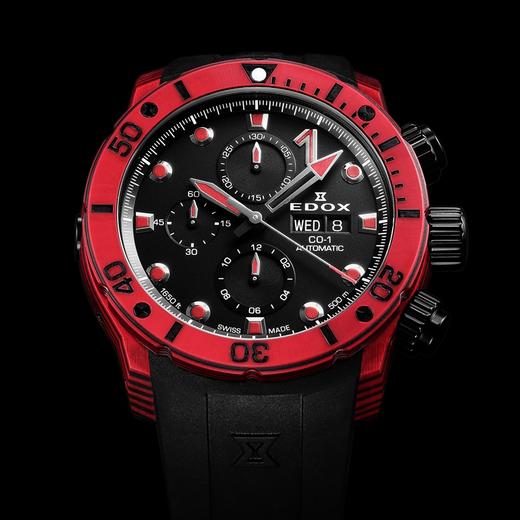 现货瑞士EDOX依度CO1碳纤维自动机械计时手表潜水夜光背透橡胶带 商品图0