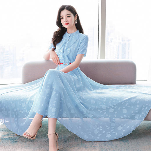 修身气质短袖雪纺大摆连衣裙 XYX2665 商品图1