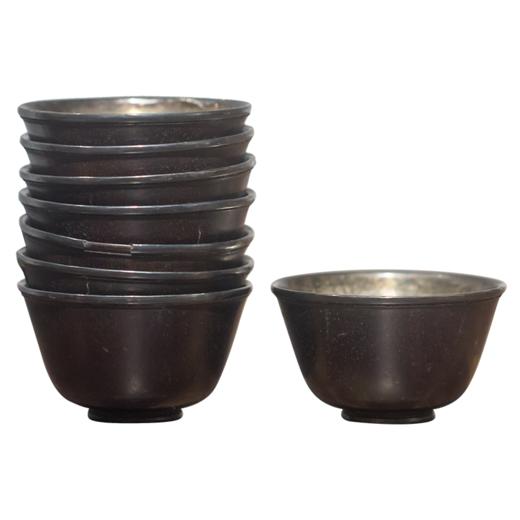 清代  银内胆紫檀杯成套（八只）（安徽省文物总店） 商品图5