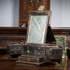 清代  红木折叠式镜箱