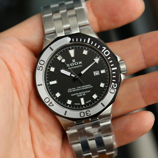 现货瑞士EDOX依度DELFIN男士自动机械手表潜水夜光防水钢带 商品图0