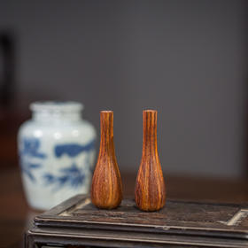 海南黄花梨瓜棱形花插（一对）