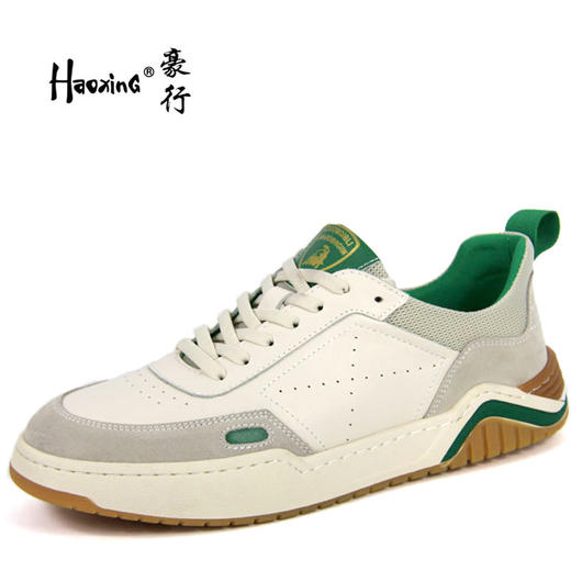 豪行春新款11185106真皮运动板鞋休闲皮鞋软底韩版潮流网男红单鞋 商品图0