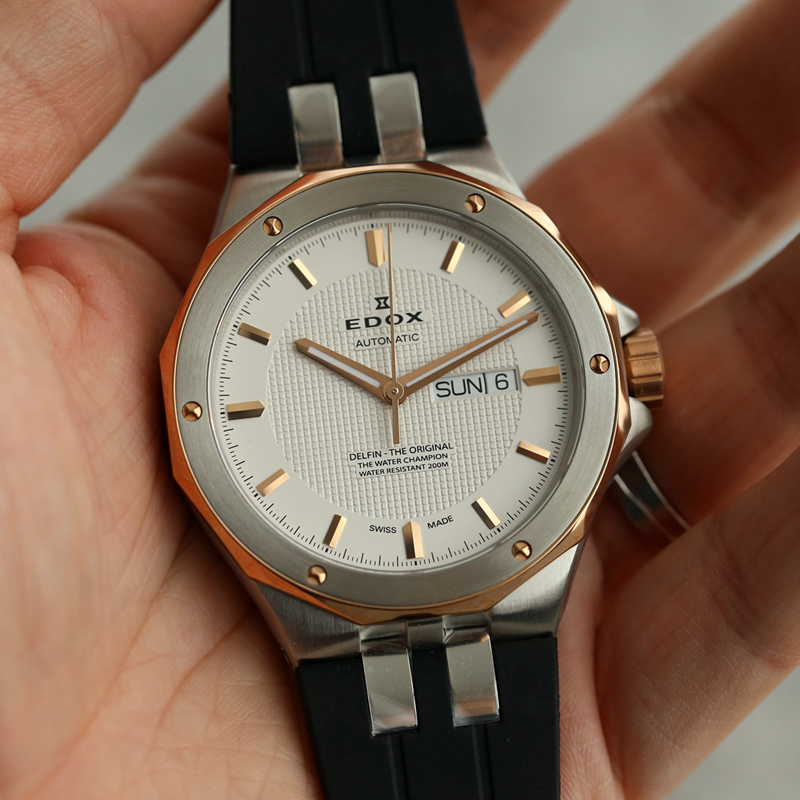 现货瑞士EDOX依度DELFIN男士自动机械手表潜水防水橡胶带