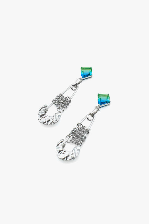 21AW TABOO｜愚人船  别针系列 - 松石蓝水晶成对耳环套组 商品图2