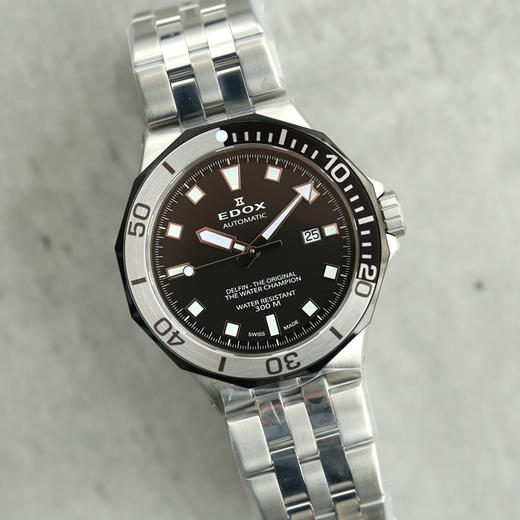 现货瑞士EDOX依度DELFIN男士自动机械手表潜水夜光防水钢带 商品图1