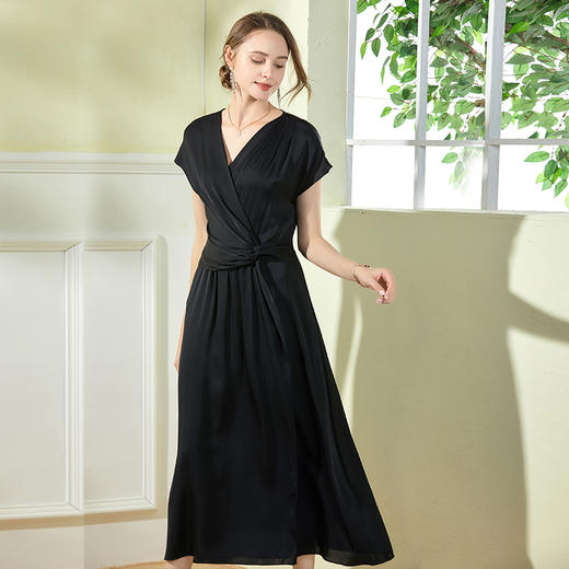 丁摩 真丝连衣裙收腰显瘦重磅桑桑蚕丝连衣裙Q121137 商品图5