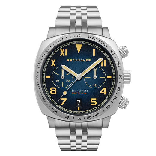 英国SPINNAKER三角帆HULL石英计时男士手表加州盘面夜光防水钢带 商品图4