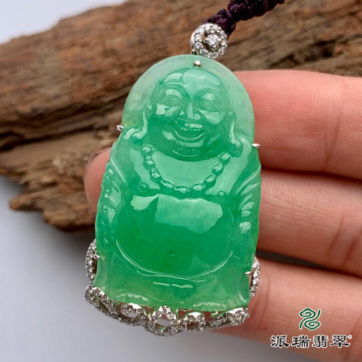派瑞翡翠 18k金翡翠佛 冰糯种 绿色 商品图2