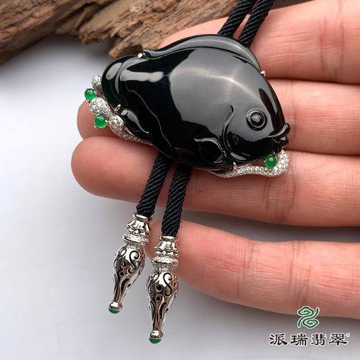 派瑞翡翠 18k金翡翠挂件 冰糯种 绿色 墨翠 商品图2