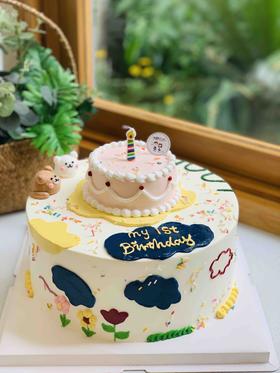 复古布朗熊可妮兔奶油蛋糕 下单前请仔细阅读商品详情