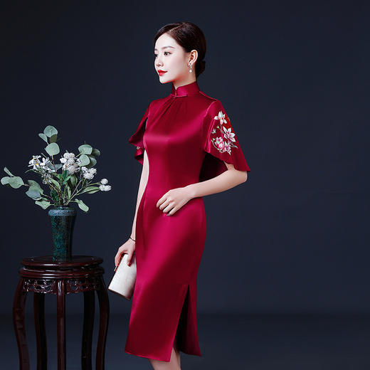 上海旗袍厂LHS-2040新款婚礼妈妈礼服 修身洋气旗袍喜婆婆婚宴装春夏款连衣裙衣 旗袍 商品图1