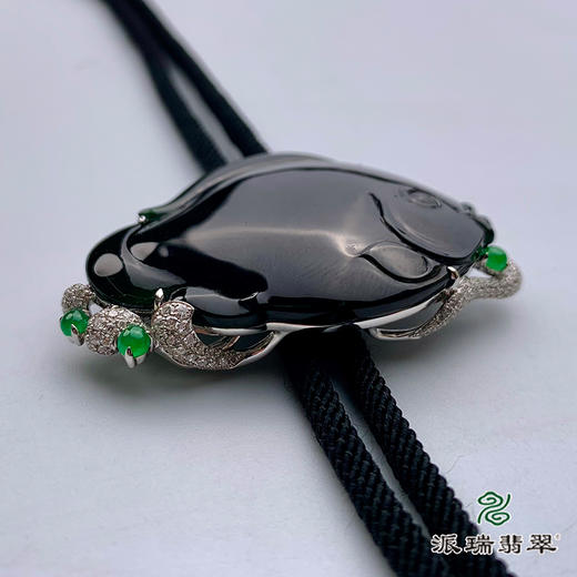 派瑞翡翠 18k金翡翠挂件 冰糯种 绿色 墨翠 商品图4
