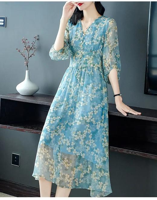 优雅轻熟风，真丝碎花连衣裙WWM-46535 商品图2
