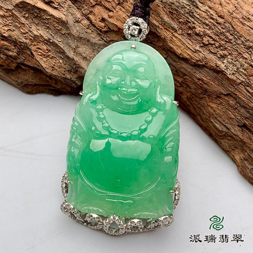 派瑞翡翠 18k金翡翠佛 冰糯种 绿色 商品图4
