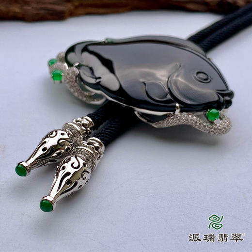 派瑞翡翠 18k金翡翠挂件 冰糯种 绿色 墨翠 商品图3