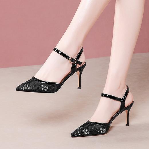 OLD  Y6190尖头女凉鞋包头细跟中空高跟鞋 商品图0