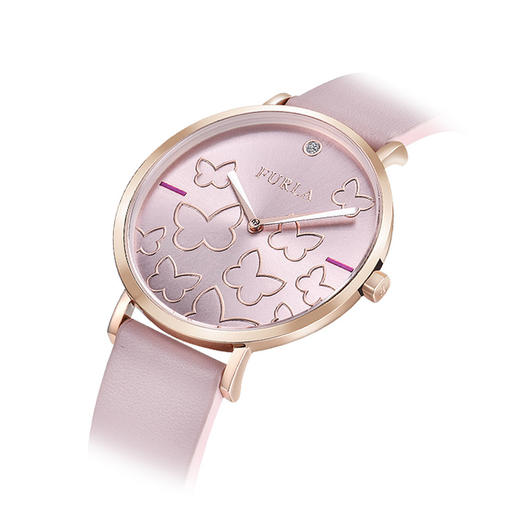 furla 芙拉 蝴蝶浮雕粉色表盘粉红色女士石英表 r4251113512