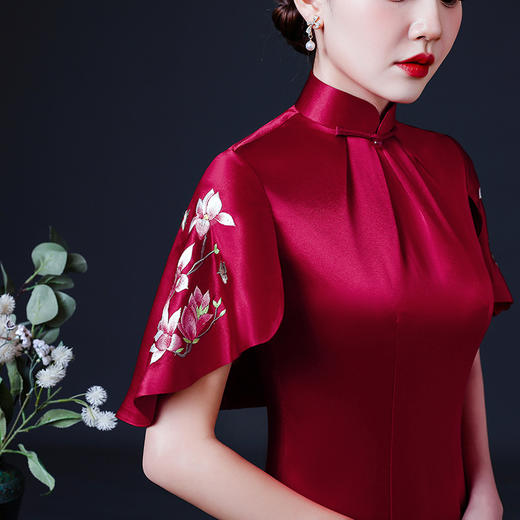 上海旗袍厂LHS-2040新款婚礼妈妈礼服 修身洋气旗袍喜婆婆婚宴装春夏款连衣裙衣 旗袍 商品图2