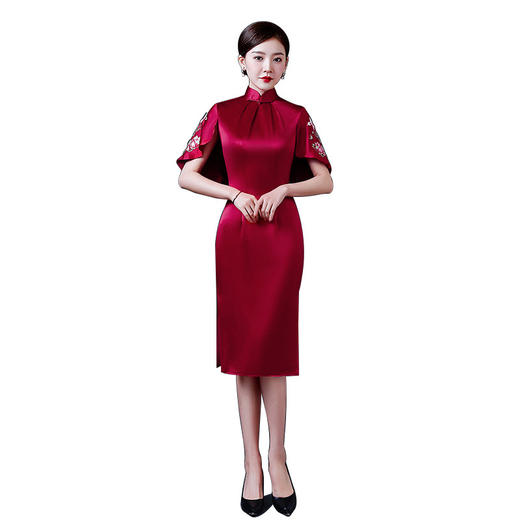 上海旗袍厂LHS-2040新款婚礼妈妈礼服 修身洋气旗袍喜婆婆婚宴装春夏款连衣裙衣 旗袍 商品图4