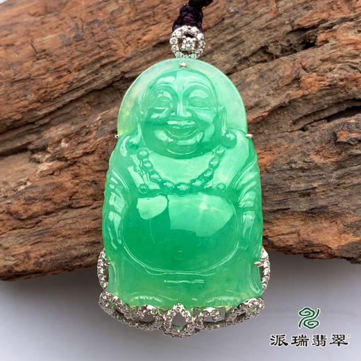 派瑞翡翠 18k金翡翠佛 冰糯种 绿色 商品图0