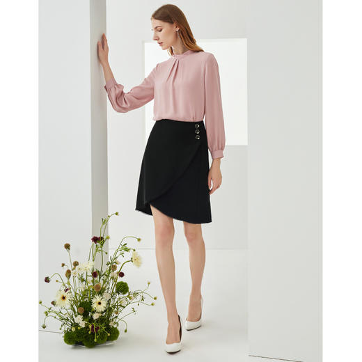 EITIE爱特爱秋季新款时尚通勤显瘦A字百搭不规则下摆半身裙女 商品图1