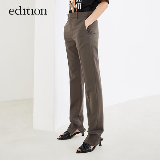 edition小直筒西装裤女羊毛精纺西裤侧开叉裤子长裤EBA3PAT027 商品图3