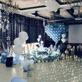 【海洋之心】鲜花气球求婚布置