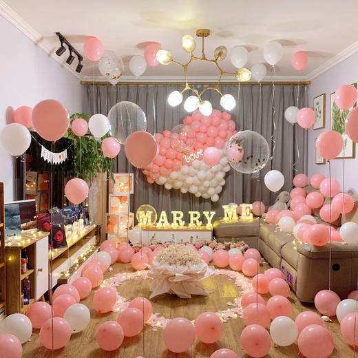 【浪漫满屋】鲜花气球求婚布置 商品图1
