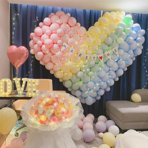 【彩虹之心】鲜花气球求婚布置 商品图3
