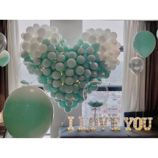 【薄荷之心】鲜花气球求婚布置 商品图2