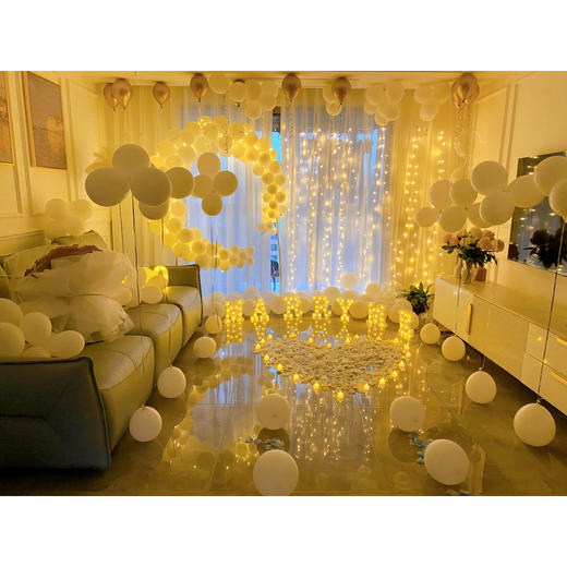 【纯白浪漫】鲜花气球求婚布置 商品图2