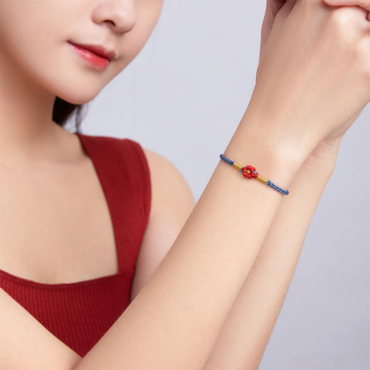 【福币抵购】周六福 小红花黄金手链 足金转运珠 送你一朵小红花 定价 商品图4