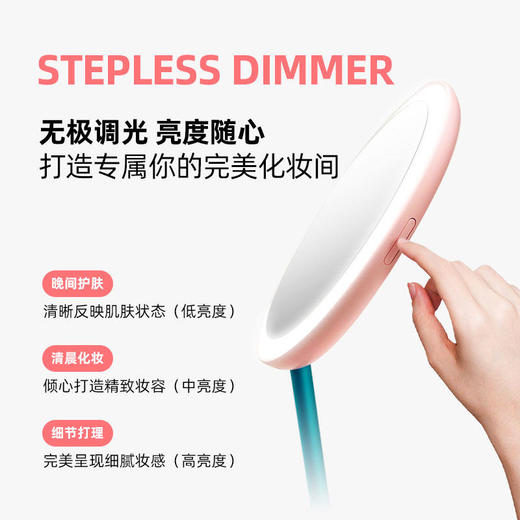 艾优皮卡丘胖丁款便携式美妆镜化妆镜带灯led随身镜桌面台式梳妆【艾优】 商品图2