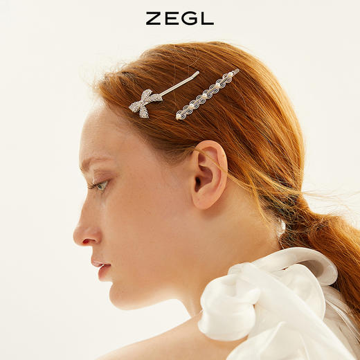 ZEGL设计师蝴蝶结发夹女夏冷淡风发卡一字夹侧边边夹发饰套装组合 商品图0