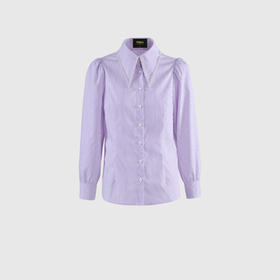 法式钉珠别致设计泡泡袖衬衣