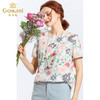 乔万尼夏季简约清新淡雅印花上衣宽松直筒短袖衬衫女韩版EN2C571 商品缩略图2