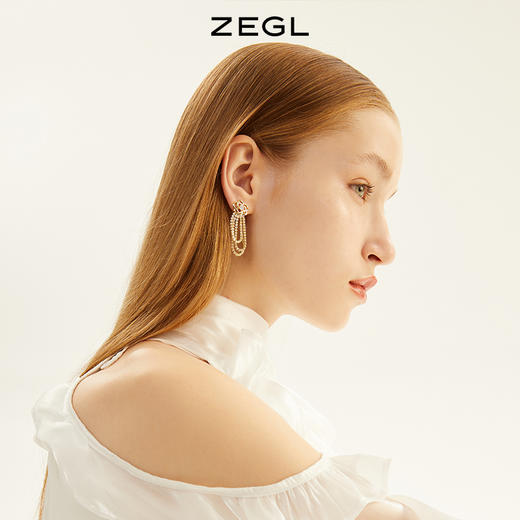 ZEGL设计师山茶花系列花朵流苏耳环女vintage轻奢耳钉小众耳饰品 商品图4