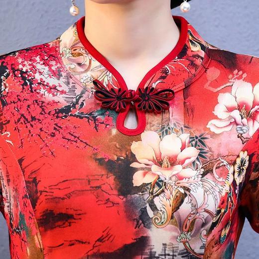 JXG-新款妈妈女装改良旗袍无开衩短袖礼服女连衣裙中老年复古洋气夏装 商品图2