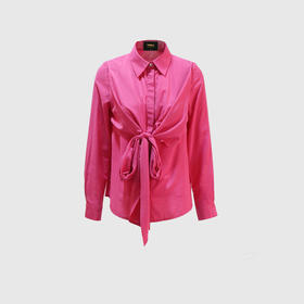 前交叉后收腰系带气质衬衣