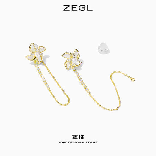 ZEGL设计师风的童话流苏风车耳环女气质耳钉925银针耳饰一款两戴 商品图3