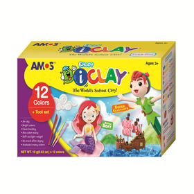 AMOS韩国超轻粘土儿童黏土安全太空橡皮泥大包装彩泥手工玩具套装