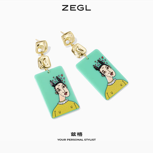 ZEGL亚克力幻想少女耳环女夏季小众气质耳坠耳钉925银针网红耳饰 商品图3