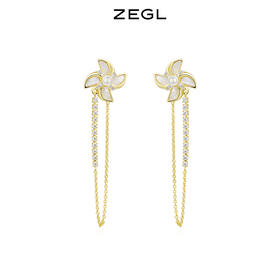 ZEGL设计师风的童话流苏风车耳环女气质耳钉925银针耳饰一款两戴