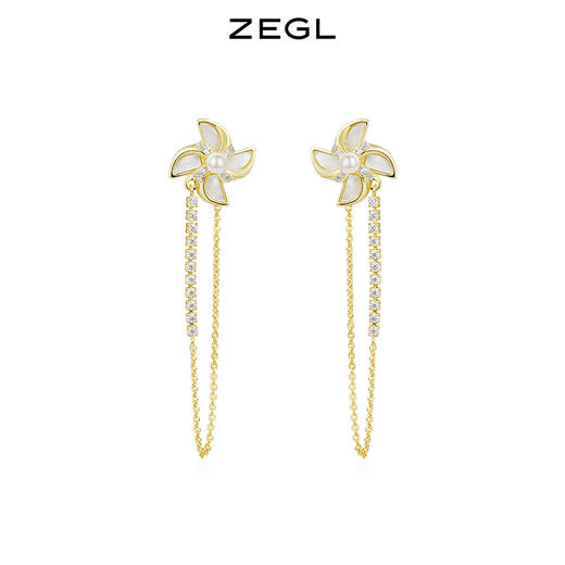 ZEGL设计师风的童话流苏风车耳环女气质耳钉925银针耳饰一款两戴 商品图0