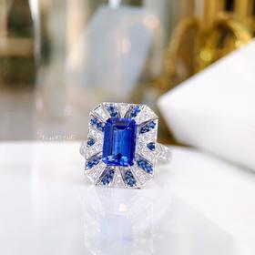 「Art Deco」坦桑石蓝宝石戒指