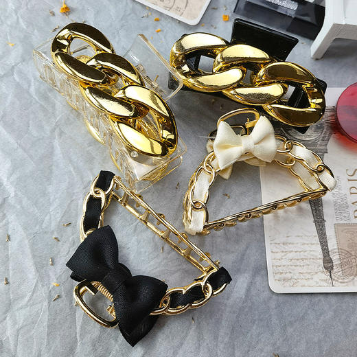 【透明蝴蝶结发抓】鲨鱼夹金属大小号后脑勺抓夹鲨鱼夹扎头发饰女时尚饰品 商品图0