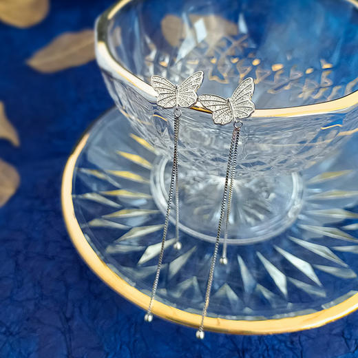 蝴蝶长流苏银S925耳坠 商品图2