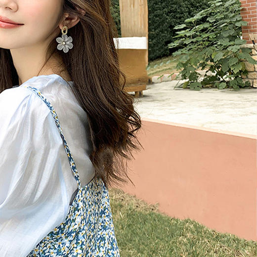 【复古设计感】日韩系花朵耳坠s925银圈圈耳钉耳环女气质简约耳饰时尚饰品 商品图2