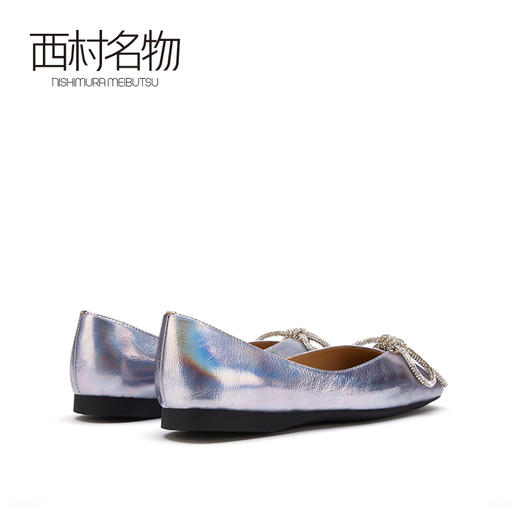 西村名物2021秋季新款超软牛皮方头浅口单鞋蝴蝶结芭蕾舞真皮女鞋T21CE33831 商品图3